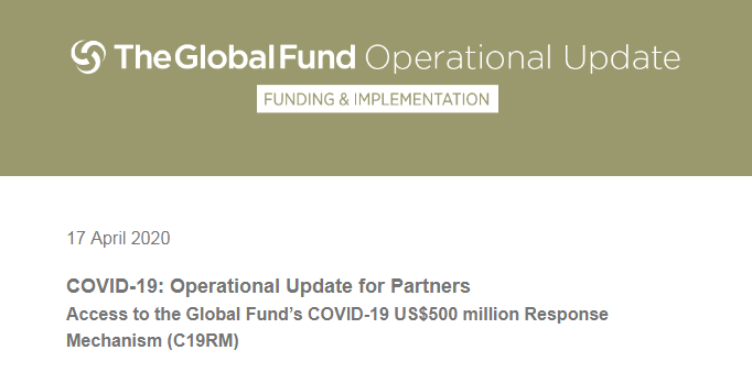 Operational Update for Partners Access to the Global Fund’s COVID-19 Response Mechanism (C19RM)