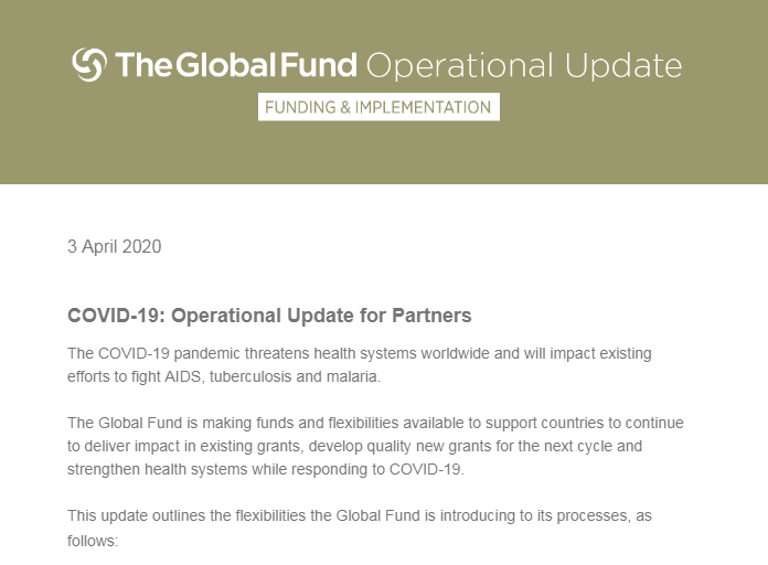 COVID-19: Operational Update for Partners